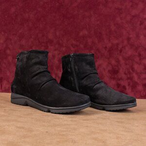 Mephisto Women Rezia Slouch Soft Black Leather Zip Ankle Boots size 10